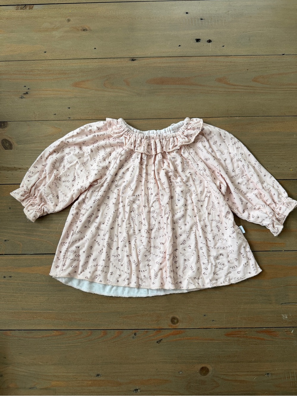 Elegant Baby Light Pink Bamboo Ruffle Neck Long-Sleeve Top - 3-6 Months
